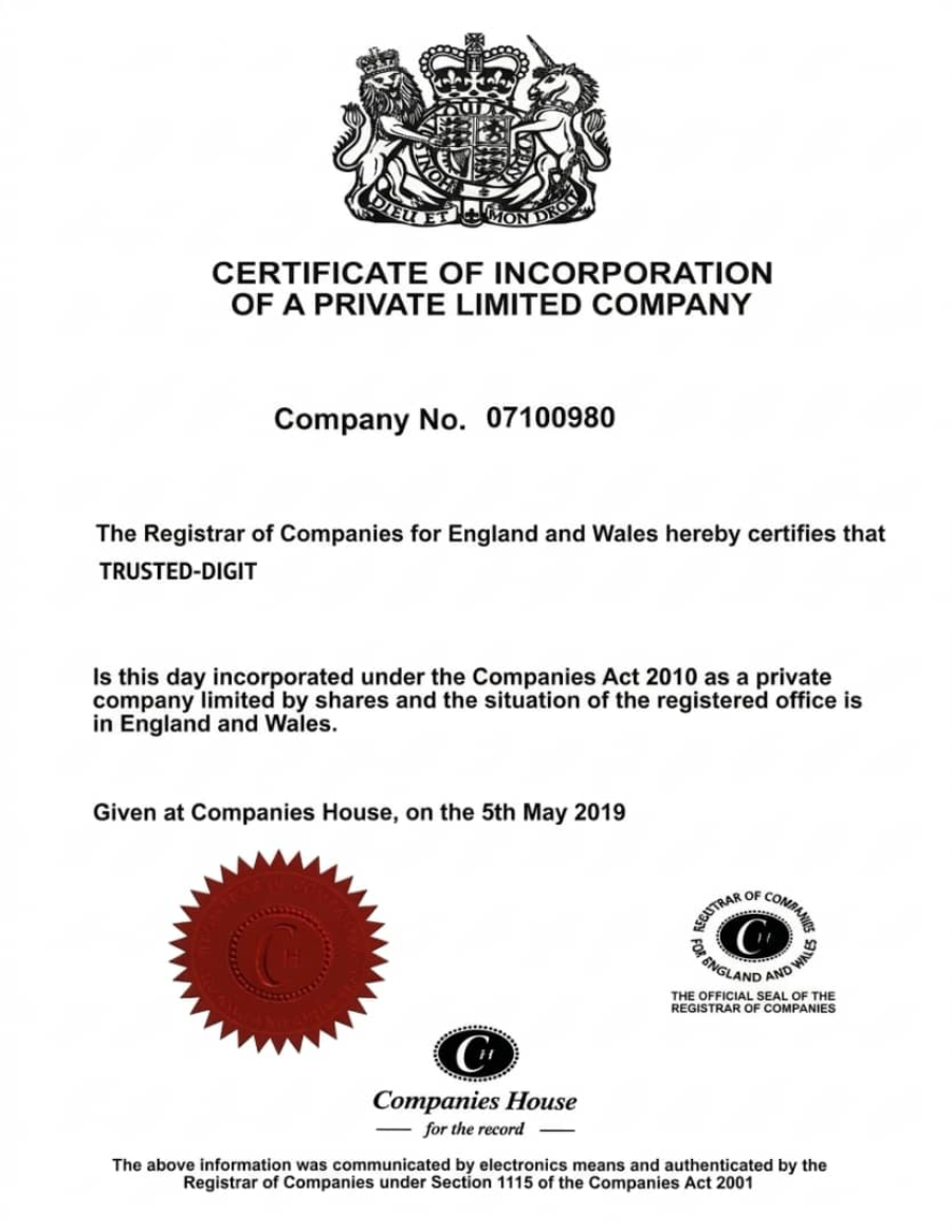 Company Certificate